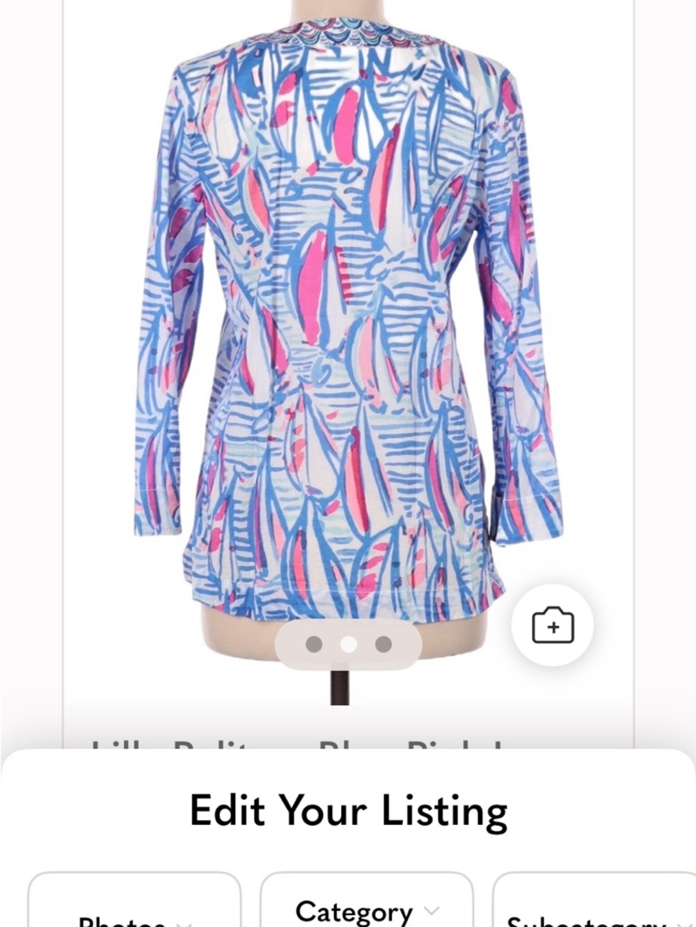 Lilly Pulitzer ICONIC PATRIOTIC Sailboat! Blue Pink Long-Sleeve Tunic EUC - Picture 2 of 2